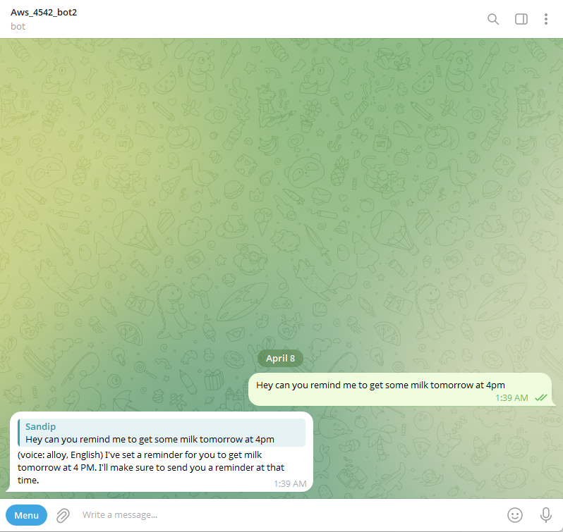 Real Hermes conversation on Telegram